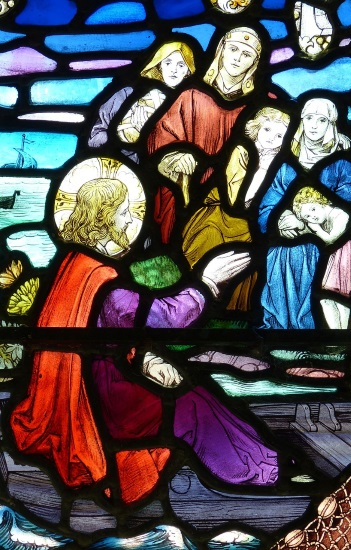 Investment Portfolio Management for Catholic Charitable Endowment Represented by Stained Glass Image of Jesus Teaching