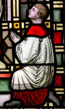 Stained Glass Window of Praying Man