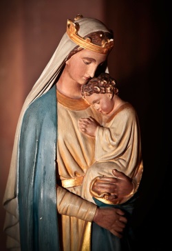 Statue of Mary Holding Jesus Representing Pro-Life Investing
